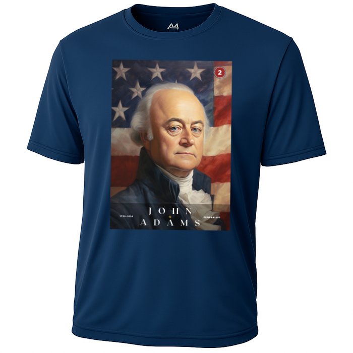 John Adams 2nd President Of The United States Portrait Cooling Performance Crew T-Shirt