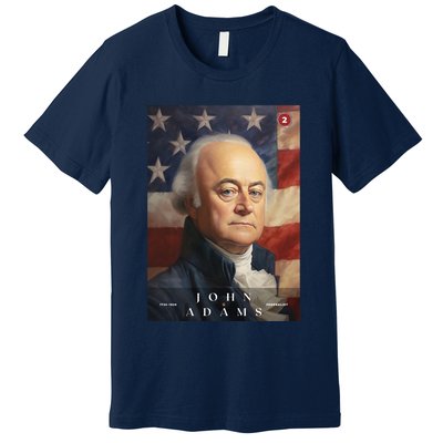 John Adams 2nd President Of The United States Portrait Premium T-Shirt