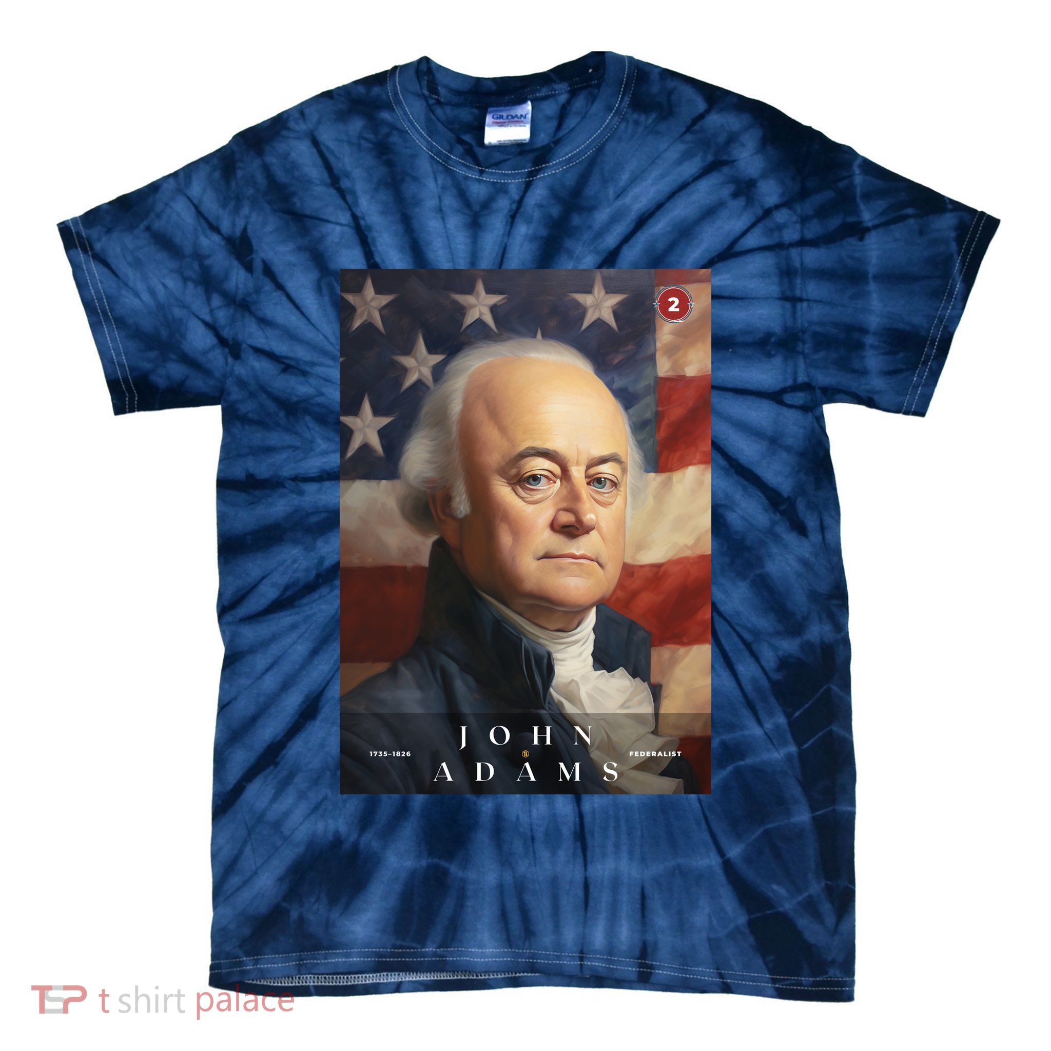 John Adams 2nd President Of The United States Portrait Tie-Dye T-Shirt