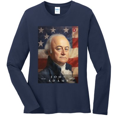John Adams 2nd President Of The United States Portrait Ladies Long Sleeve Shirt