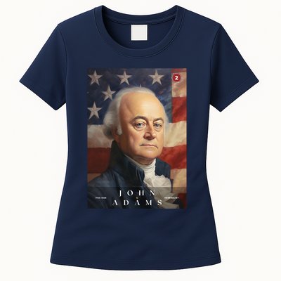 John Adams 2nd President Of The United States Portrait Womens T-Shirt