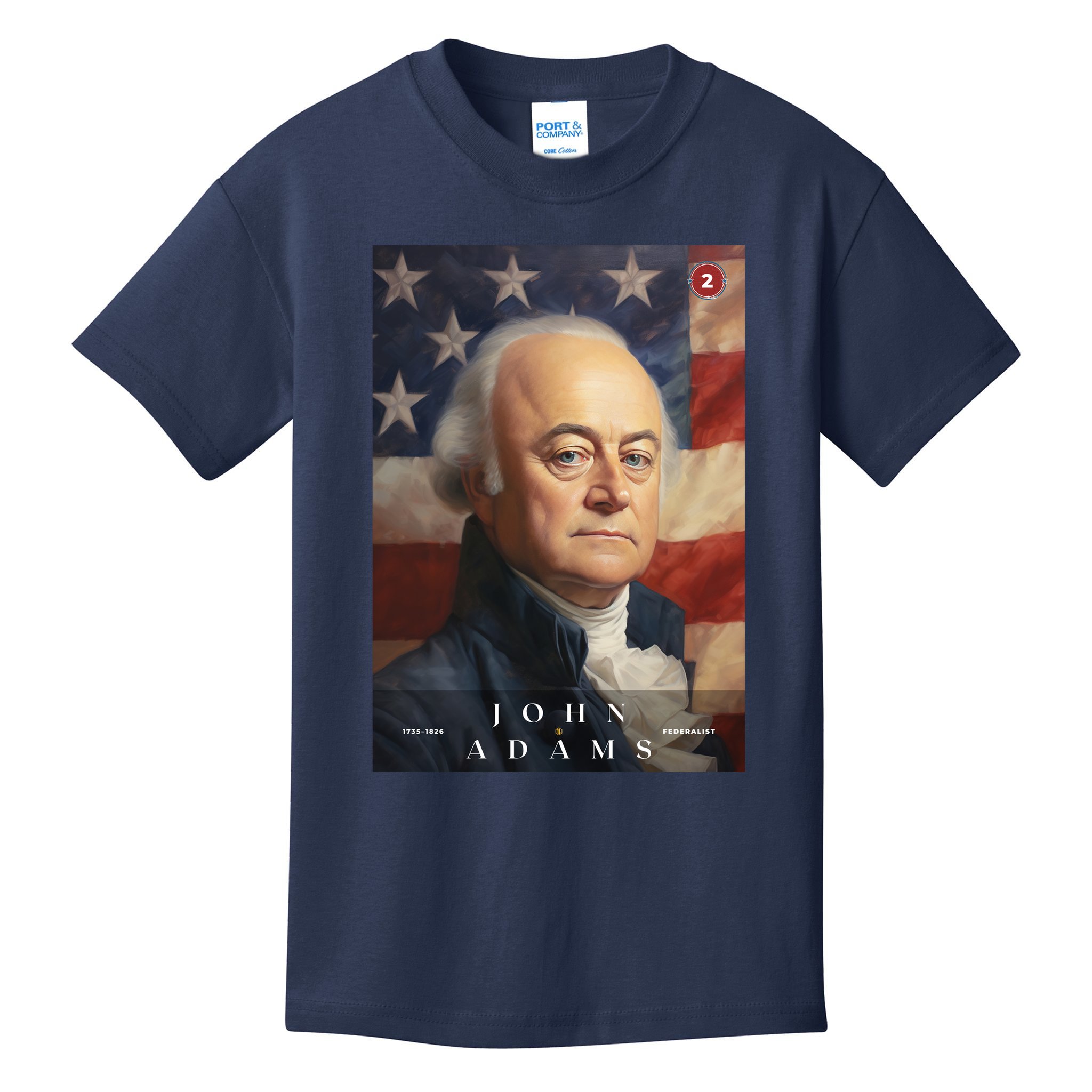 John Adams 2nd President Of The United States Portrait Kids T-Shirt