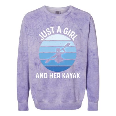 Just A And Her Kayak Lover River Kayaking Gear Gift Colorblast Crewneck Sweatshirt