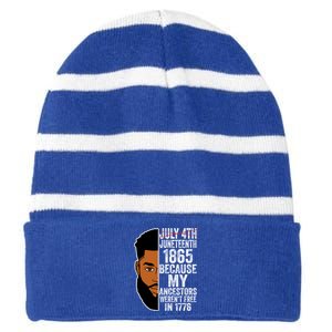 Junenth African American Black King Junenth Great Gift Striped Beanie with Solid Band