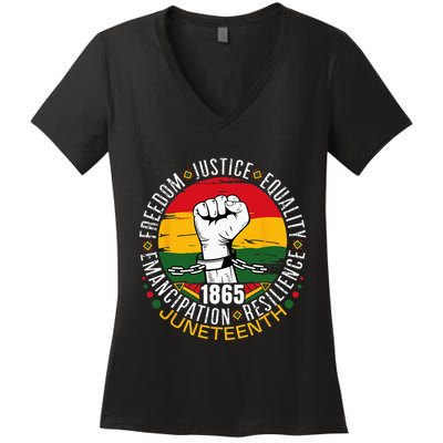 Juneteenth African American Black History 1865 Juneteenth Women's V-Neck T-Shirt