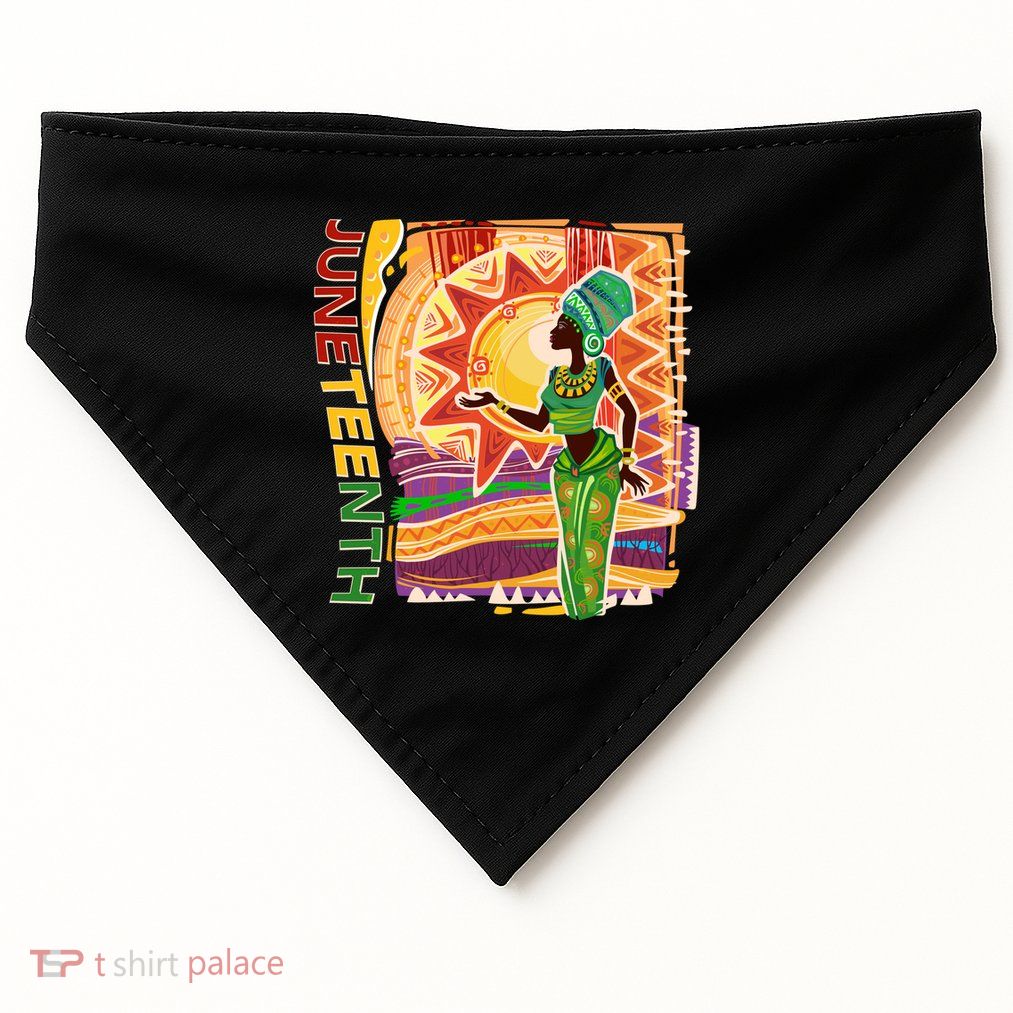 Juneteenth African American Woman African Patterns USA-Made Doggie Bandana