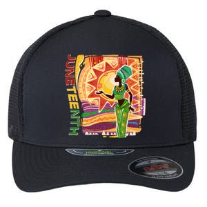 Juneteenth African American Woman African Patterns Flexfit Unipanel Trucker Cap