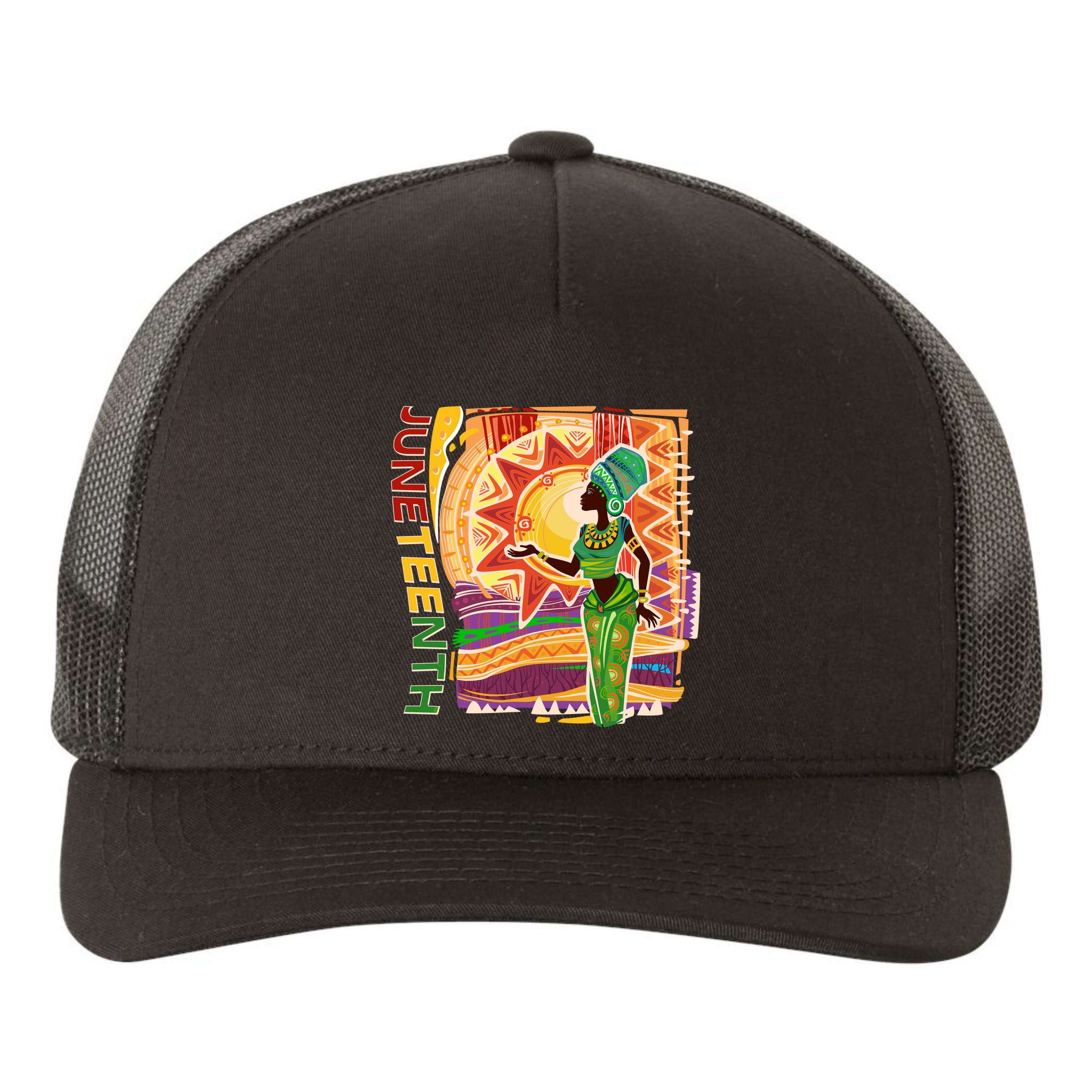 Juneteenth African American Woman African Patterns Yupoong Adult 5-Panel Trucker Hat