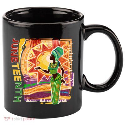 Juneteenth African American Woman African Patterns 11oz C Handle Ceramic Mug