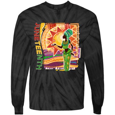 Juneteenth African American Woman African Patterns Tie-Dye Long Sleeve Shirt