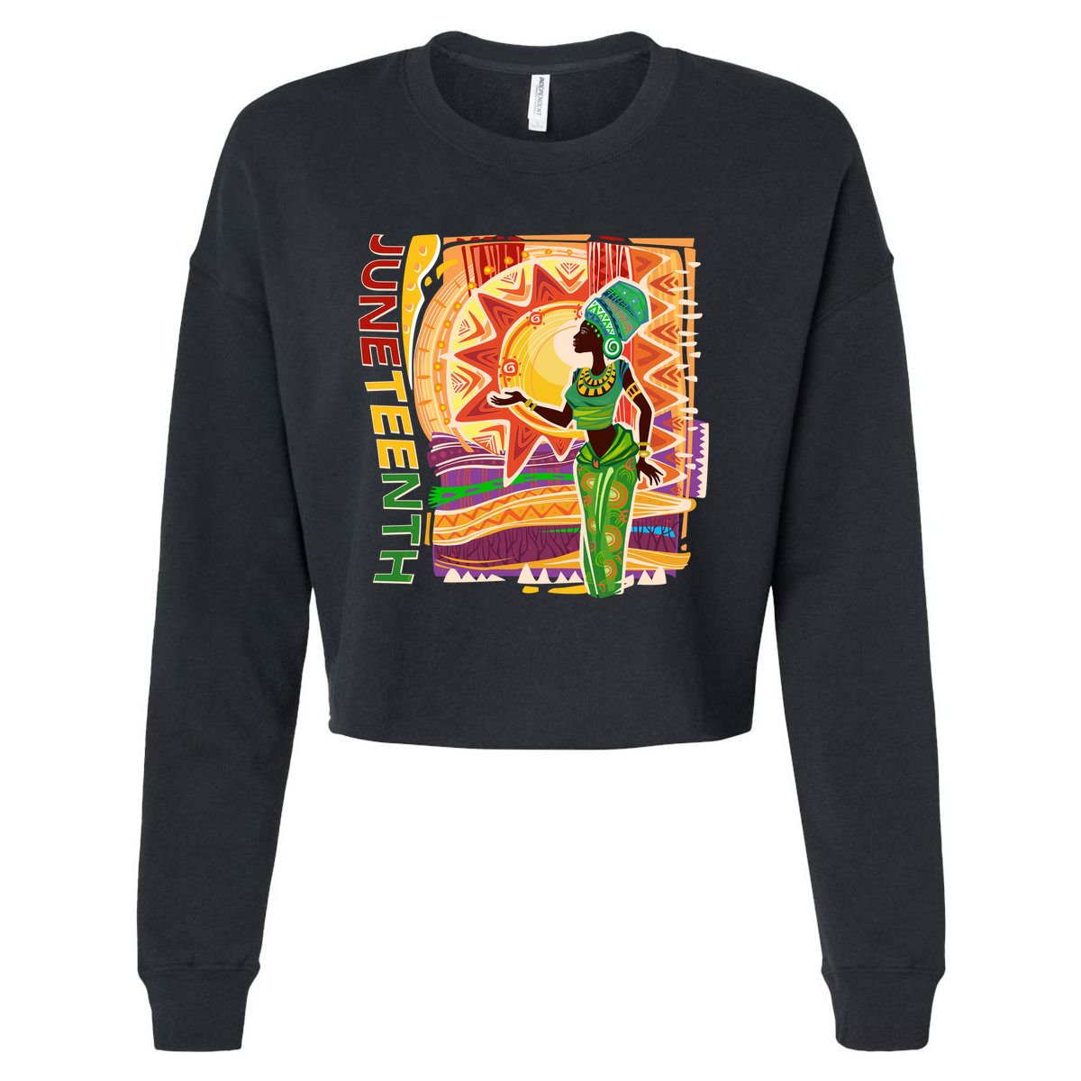 Juneteenth African American Woman African Patterns Cropped Pullover Crew
