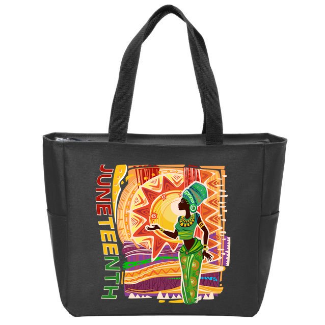 Juneteenth African American Woman African Patterns Zip Tote Bag