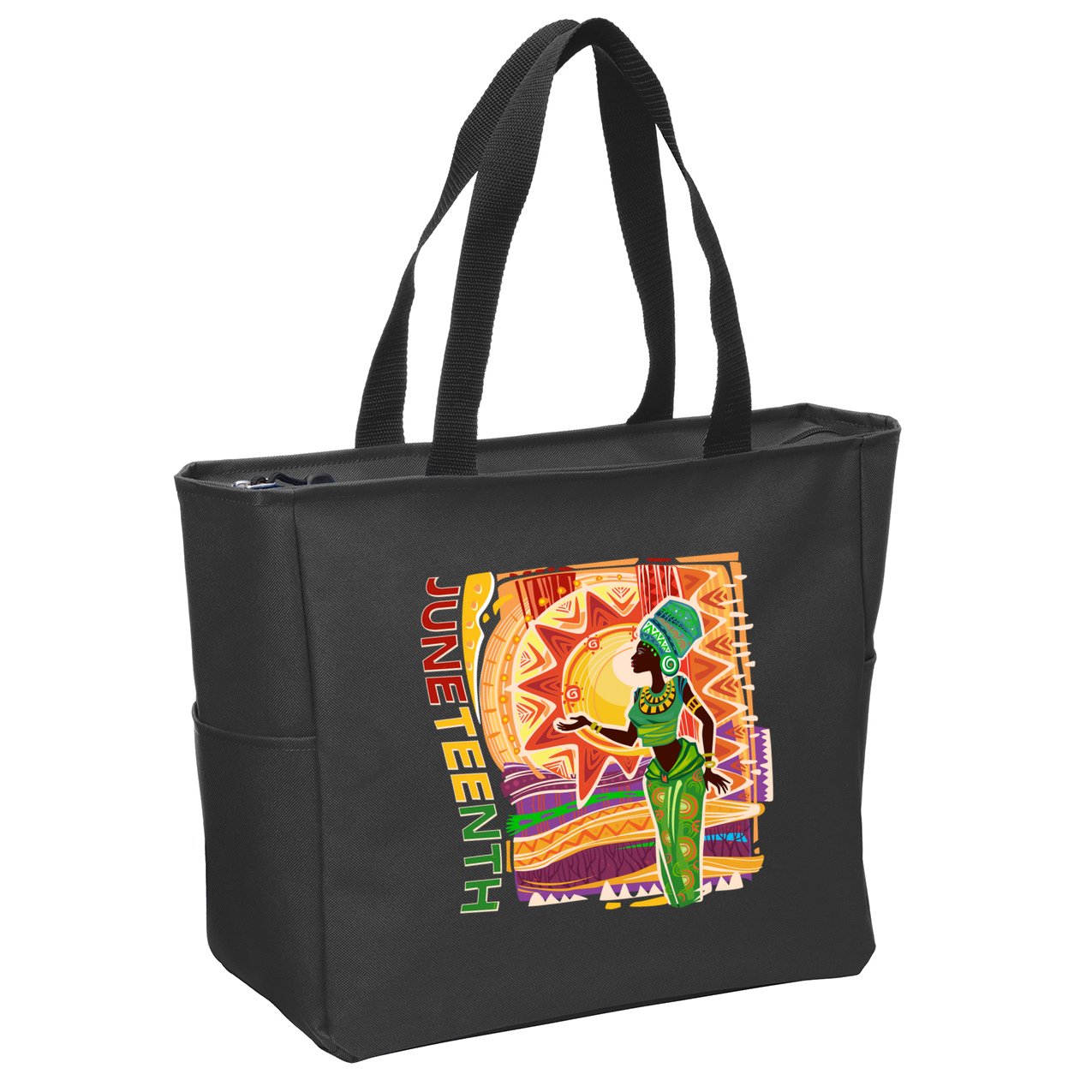 Juneteenth African American Woman African Patterns Zip Tote Bag