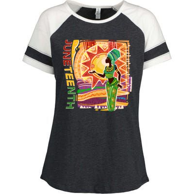 Juneteenth African American Woman African Patterns Enza Ladies Jersey Colorblock Tee