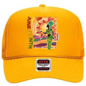 Juneteenth African American Woman African Patterns High Crown Mesh Back Trucker Hat