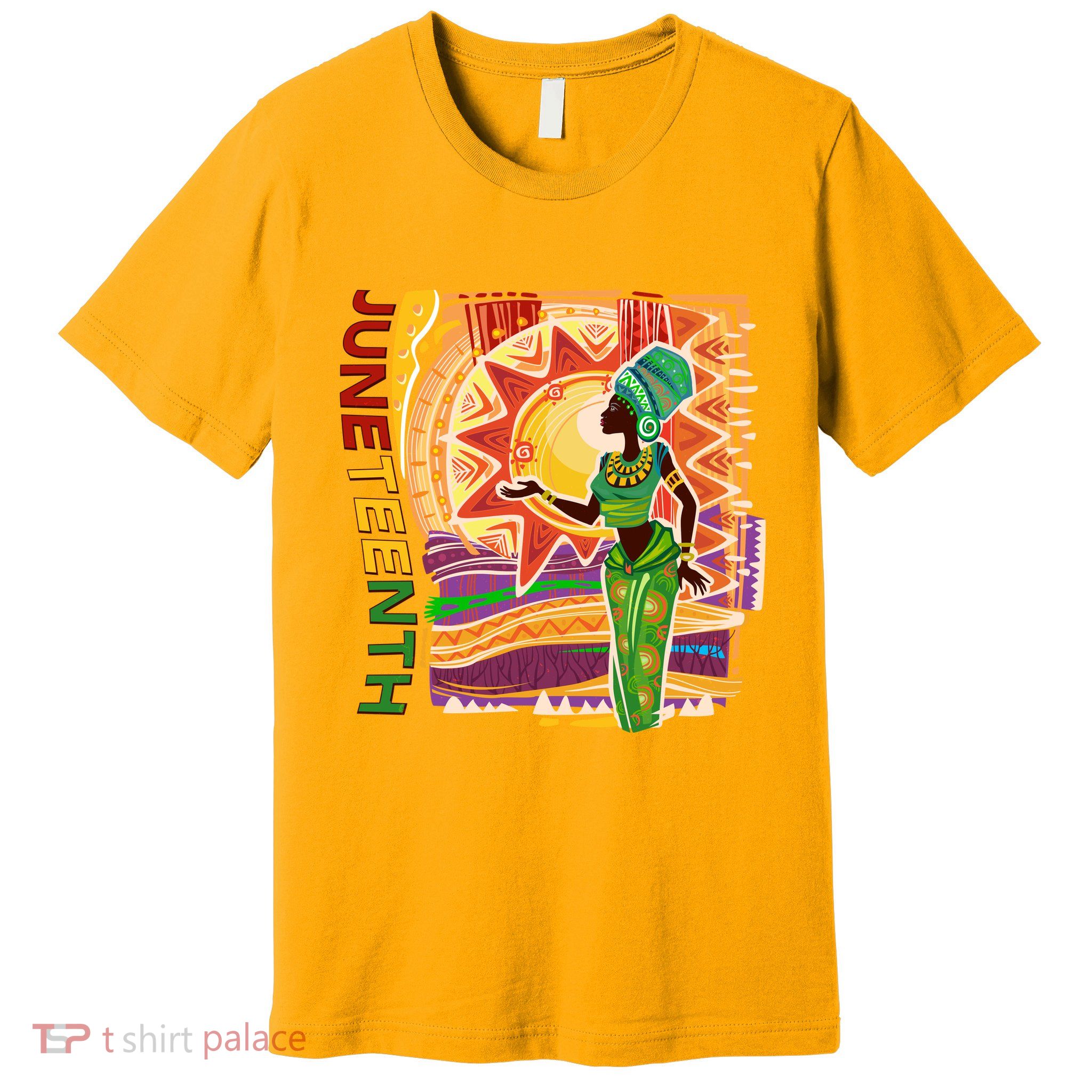 Juneteenth African American Woman African Patterns Premium T-Shirt