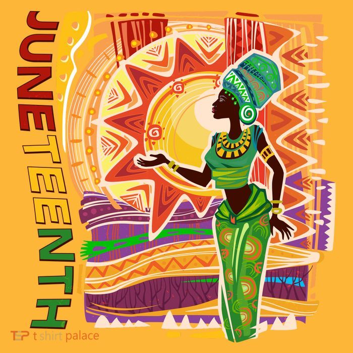 Juneteenth African American Woman African Patterns Premium T-Shirt