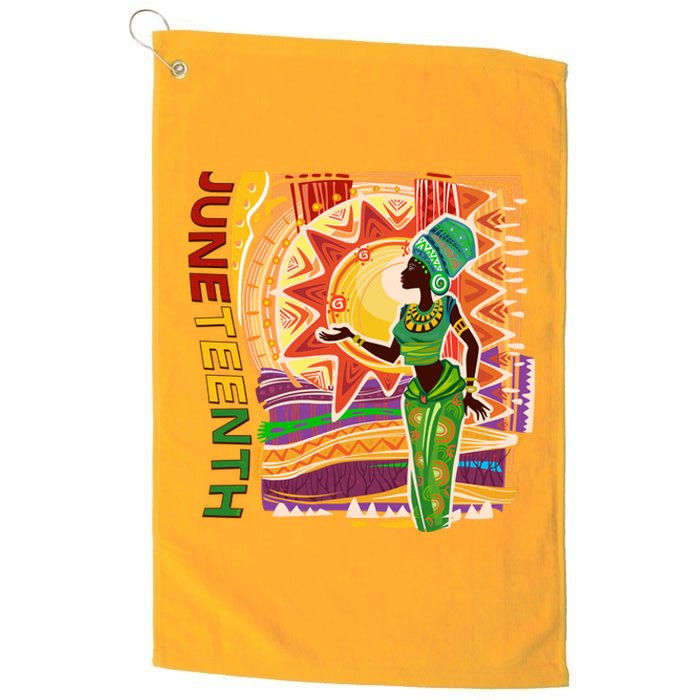 Juneteenth African American Woman African Patterns Platinum Collection Golf Towel