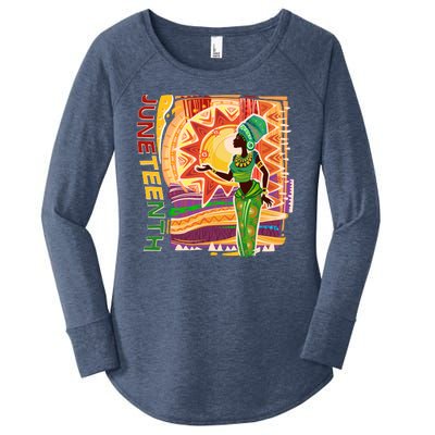 Juneteenth African American Woman African Patterns Women's Perfect Tri Tunic Long Sleeve Shirt