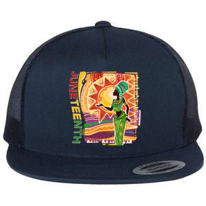 Juneteenth African American Woman African Patterns Flat Bill Trucker Hat