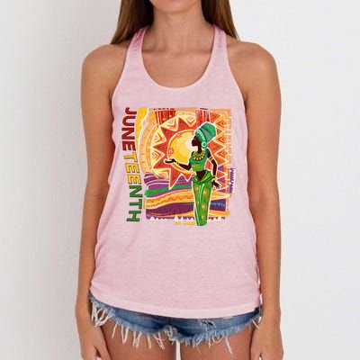 Juneteenth African American Woman African Patterns Women's Knotted Racerback Tank