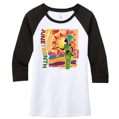 Juneteenth African American Woman African Patterns Women's Tri-Blend 3/4-Sleeve Raglan Shirt