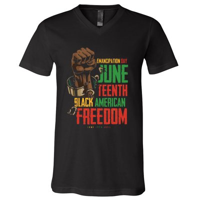 Juneteenth African American Freedom Black Pride Juneteenth V-Neck T-Shirt