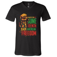 Juneteenth African American Freedom Black Wo Juneteenth V-Neck T-Shirt