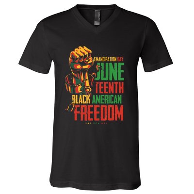 Juneteenth African American Freedom Black Wo Juneteenth V-Neck T-Shirt