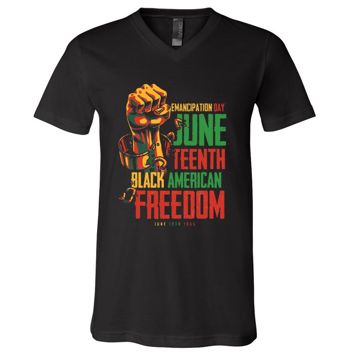 Juneteenth African American Freedom Black Wo Juneteenth V-Neck T-Shirt