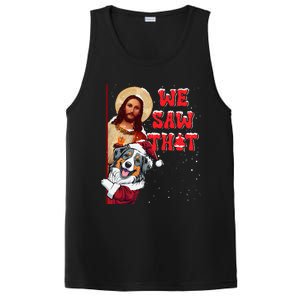 Jesus And Australian Shepherd We Saw That Funny Christmas PosiCharge Competitor Tank