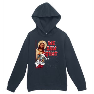 Jesus And Australian Shepherd We Saw That Funny Christmas Urban Pullover Hoodie