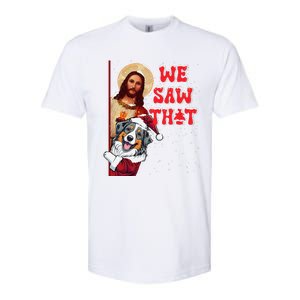 Jesus And Australian Shepherd We Saw That Funny Christmas Softstyle CVC T-Shirt