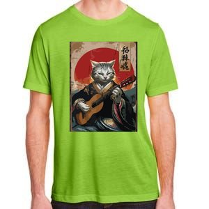 Japanese Anime Art Samurai Cat Guitarist Adult ChromaSoft Performance T-Shirt