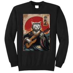 Japanese Anime Art Samurai Cat Guitarist Sweatshirt