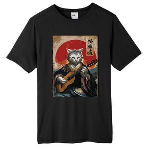 Japanese Anime Art Samurai Cat Guitarist Tall Fusion ChromaSoft Performance T-Shirt