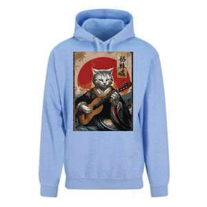 Japanese Anime Art Samurai Cat Guitarist Unisex Surf Hoodie