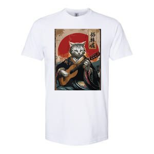 Japanese Anime Art Samurai Cat Guitarist Softstyle CVC T-Shirt