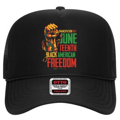 Juneteenth African American Freedom Black  Juneteenth High Crown Mesh Back Trucker Hat