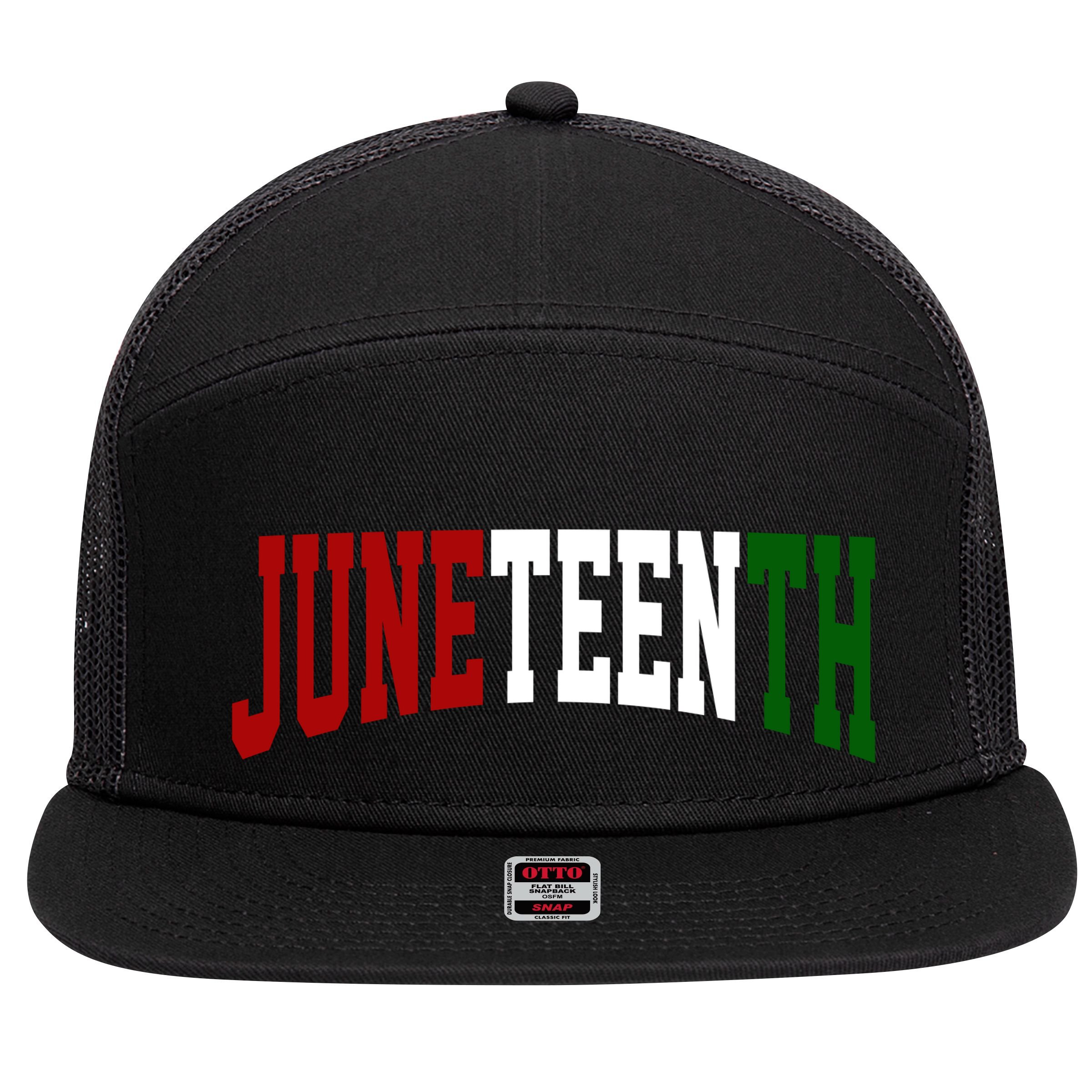 Juneteenth African American 7 Panel Mesh Trucker Snapback Hat