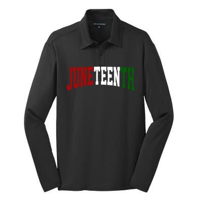 Juneteenth African American Silk Touch Performance Long Sleeve Polo