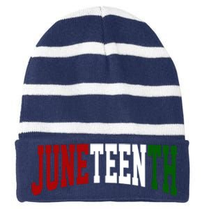 Juneteenth African American Striped Beanie with Solid Band