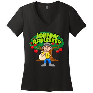 Johnny Appleseed Apple Day Sept 26 Celebrate Legends Women's V-Neck T-Shirt