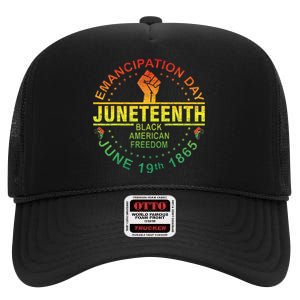 Juneteenth African American Freedom Black High Crown Mesh Back Trucker Hat