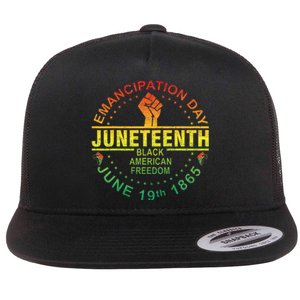 Juneteenth African American Freedom Black Flat Bill Trucker Hat