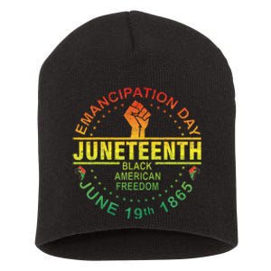 Juneteenth African American Freedom Black Short Acrylic Beanie