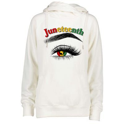 Juneteenth African American Woman Eye Womens Funnel Neck Pullover Hood