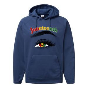 Juneteenth African American Woman Eye Performance Fleece Hoodie