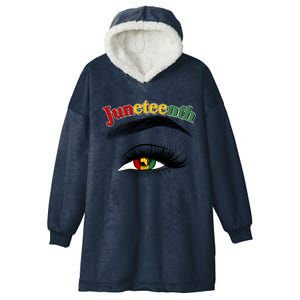 Juneteenth African American Woman Eye Hooded Wearable Blanket