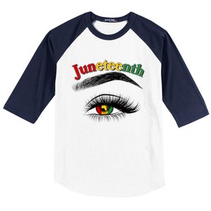 Juneteenth African American Woman Eye Baseball Sleeve Shirt